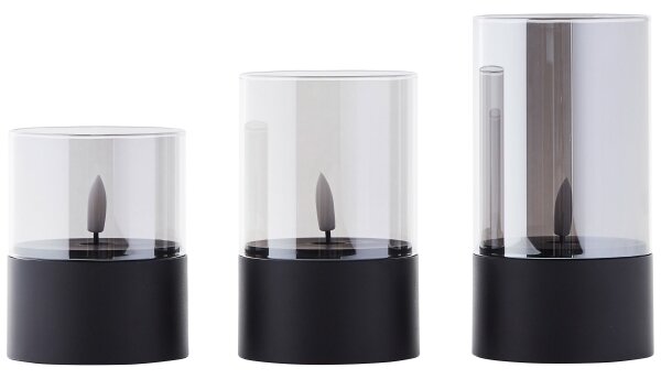 Brilliant - Set di 3 candele LED BOUGIE LED/2xAA IP44 nero/fumé