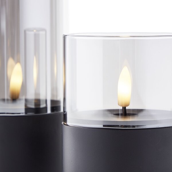 Brilliant - Set di 3 candele LED BOUGIE LED/2xAA IP44 nero/fumé