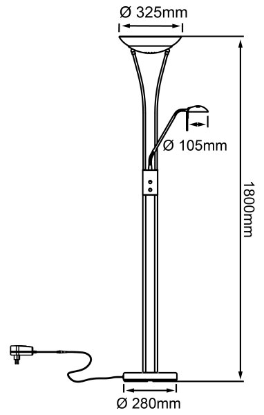 Brilliant - Lampada da terra dimmerabile a LED FINN 2xLED/13W/230V cromo satinato
