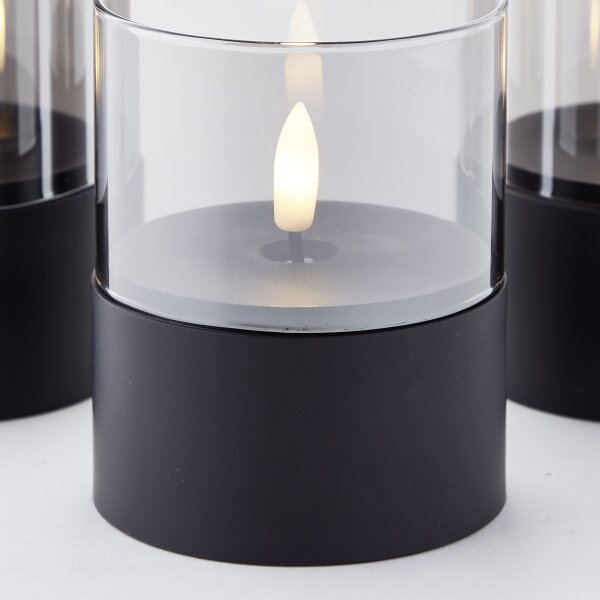 Brilliant - Set di 3 candele LED BOUGIE LED/2xAA IP44 nero/fumé