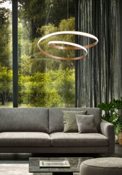 Redo 01-1796 - Lampadario LED sospeso con cavo TORSION LED/40W/230V bronzo