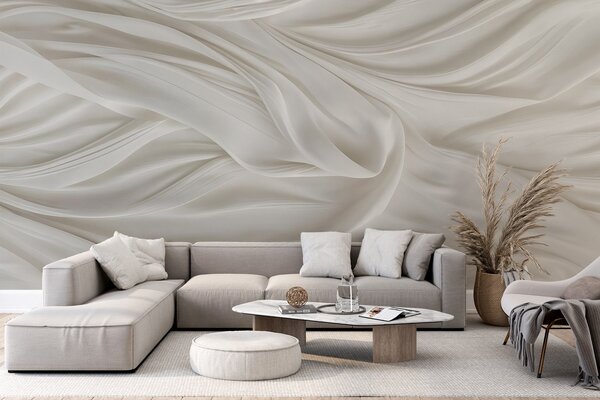 Carta da parati Tessuto bianco con pieghe, Carta da parati popolare, Carta da parati popolare, w08537 - Tapeko.it