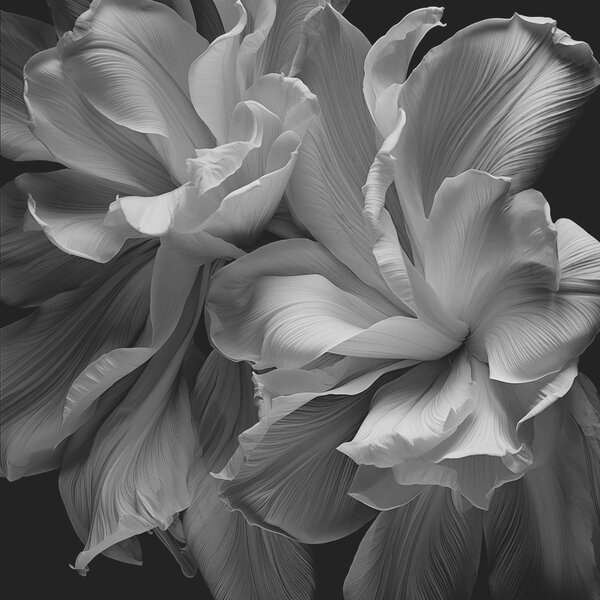 Carta da parati Eleganza floreale in tonalità monocromatiche, Carta da parati Floreale, Carta da parati popolare, w02554 - Tapeko.it