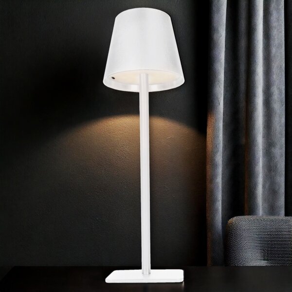 Solight WO69-W - Lampada da tavolo ricaricabile LED con dimmer a sfioramento LUCCA, 3,7 V 2000 mAh, bianca