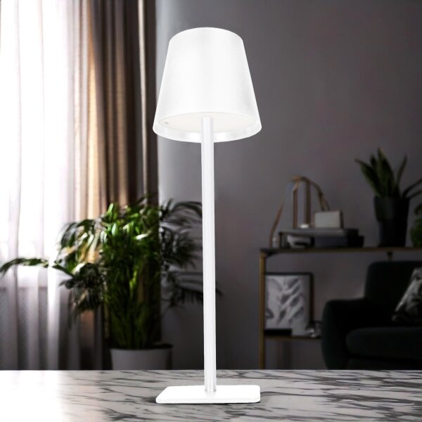 Solight WO69-W - Lampada da tavolo ricaricabile LED con dimmer a sfioramento LUCCA, 3,7 V 2000 mAh, bianca