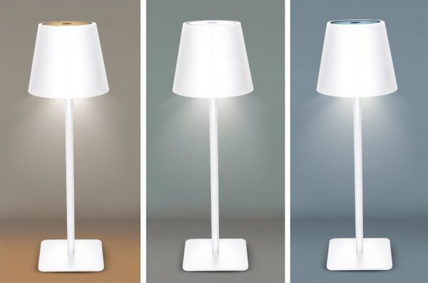 Solight WO69-W - Lampada da tavolo ricaricabile LED con dimmer a sfioramento LUCCA, 3,7 V 2000 mAh, bianca
