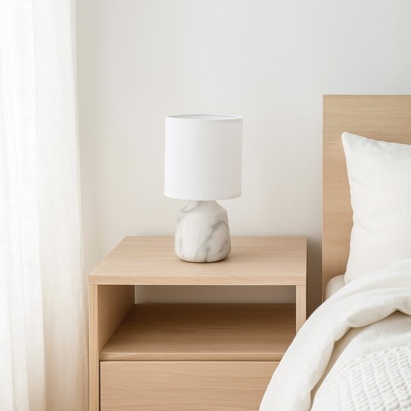 Rabalux 74067 - Lampada da tavolo NALISA 1xE14/40W/230V bianca/effetto marmo