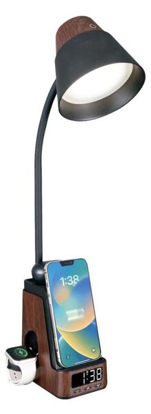 Immax 08999L - Lampada da tavolo LED+CCT dimmerabile con ricarica wireless Qi IDEAL LED/8W/230V, marrone