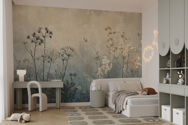 Carta da parati Morbide tonalità di fiori tranquilli, Carta da parati Natura, Carta da parati popolare, w02685 - Tapeko.it