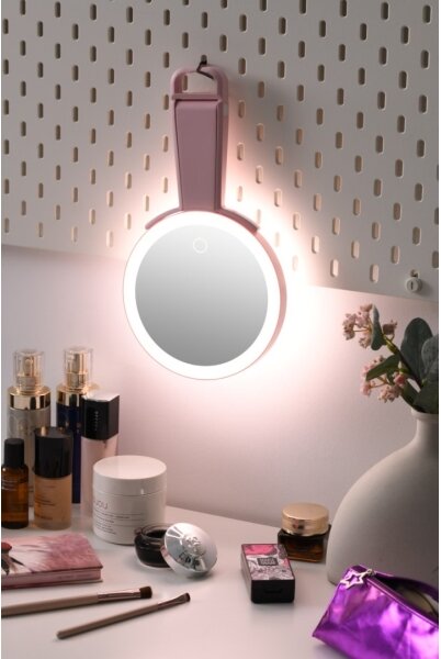 Immax 09102L - Specchio cosmetico dimmerabile LED+CCT SWEET LED/3W/5V rosa