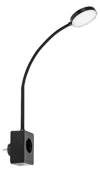 Rabalux 71284 - Lampada da parete LED dimmerabile TIVRO 4W/230V con porta USB integrata per presa a muro, nera