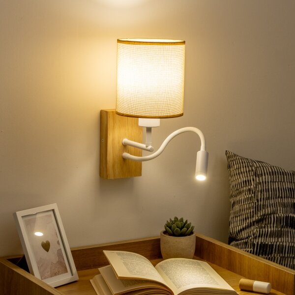 Brilagi - Applique a LED NUBILA WOOD 1xE27/25W/230V +LED/3W quercia/marrone chiaro