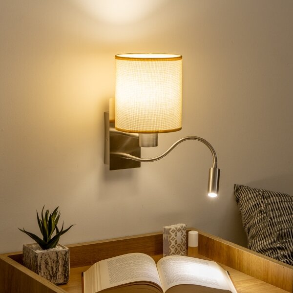 Brilagi - Applique a LED NUBILA 1xE27/25W/230V+LED/3W cromo/marrone chiaro