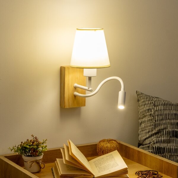 Brilagi - Applique a LED NUBILA WOOD 1xE27/25W/230V + LED/3W quercia/color crema