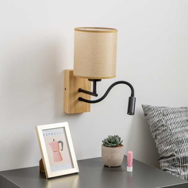 Brilagi - Applique a LED NUBILA WOOD 1xE27/25W/230V +LED/3W quercia/marrone chiaro