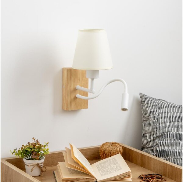 Brilagi - Applique a LED NUBILA WOOD 1xE27/25W/230V + LED/3W quercia/color crema