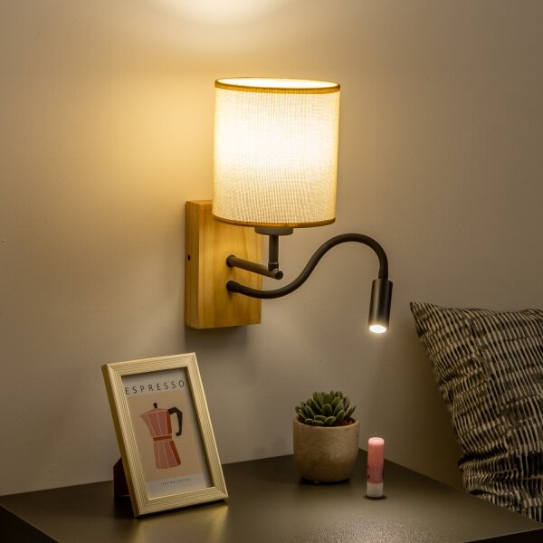 Brilagi - Applique a LED NUBILA WOOD 1xE27/25W/230V +LED/3W quercia/marrone chiaro