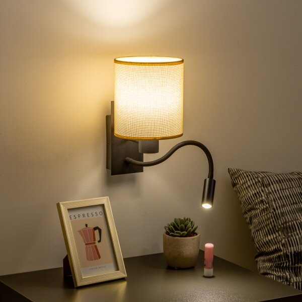 Brilagi - Applique a LED NUBILA 1xE27/25W/230V+LED/3W nero/marrone chiaro