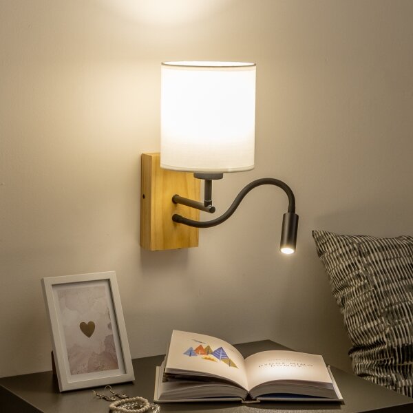 Brilagi - Applique a LED NUBILA WOOD 1xE27/25W/230V + LED/3W quercia/bianco