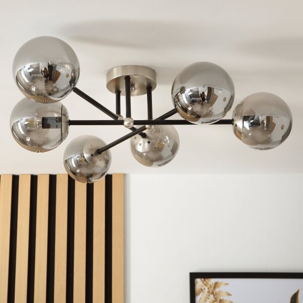 Brilagi - Lampadario a soffitto MALIVA 6xE14/15W/230V cromo satinato/fumé