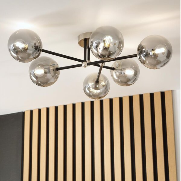Brilagi - Lampadario a soffitto MALIVA 6xE14/15W/230V cromo satinato/fumé
