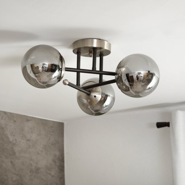 Brilagi - Plafoniera a montaggio superficiale MALIVA 3xE14/15W/230V cromo opaco/fumé