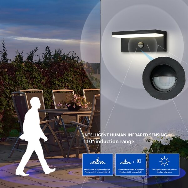 Brilagi-LED Applique da esterno con sensore TESSI LED/10W/230V nera IP54