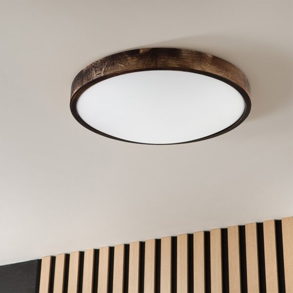 Brilagi - Plafoniera CARVALHO SLIM SMOKEY 3xE27/60W/230V rovere, diam. 47,5 cm