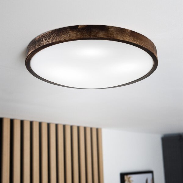Brilagi - Plafoniera CARVALHO SLIM SMOKEY 3xE27/60W/230V rovere, diam. 47,5 cm