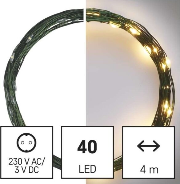 Catena luminosa natalizia LED da esterno 40xLED/9m IP44 bianco caldo