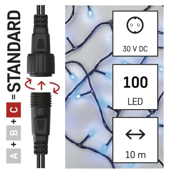 Catena LED da esterno 100 LED/10 m IP44 blu