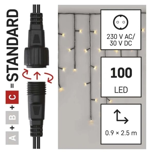 LED Catena per esterni 100xLED/2,5x0,9m IP44 bianco caldo