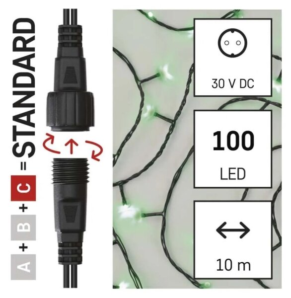 Catena LED natalizia da esterno 100xLED/10m IP44 verde
