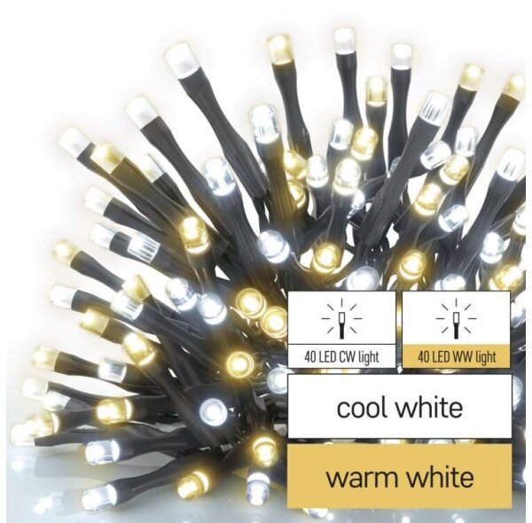 Catena luminosa LED da esterno 80 LED/13 m IP44 bianco caldo/freddo