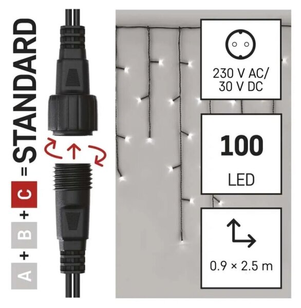 Catena luminosa LED da esterno 100xLED/2,5x0,9m IP44 bianco freddo
