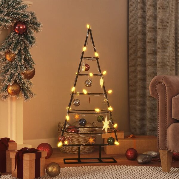 Albero Di Natale In Metallo Per Esterno/Interno RM E-Commerce – 123x66 Cm, Nero, Con Picchetto