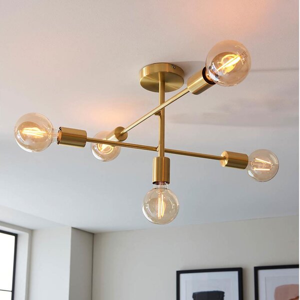 Endon 98786 - Lampadario a stelo SOHAN 5xE27/10W/230V ottone