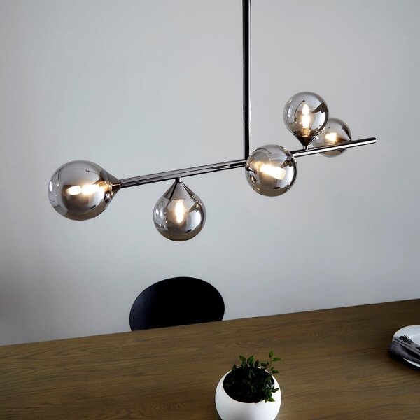 Endon 101348 - Lampadario su asta OTIS 5xG9/3W/230V nero cromato/nero fumé