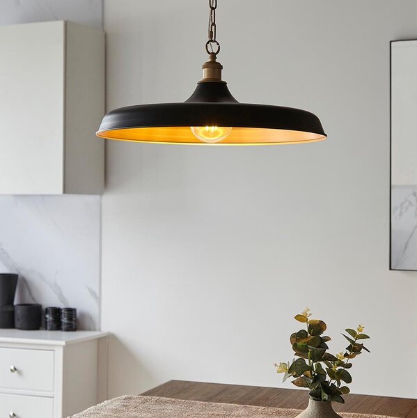 Endon 99998 - Lampadario con catena SABIAN 1xE27/10W/230V nero/oro