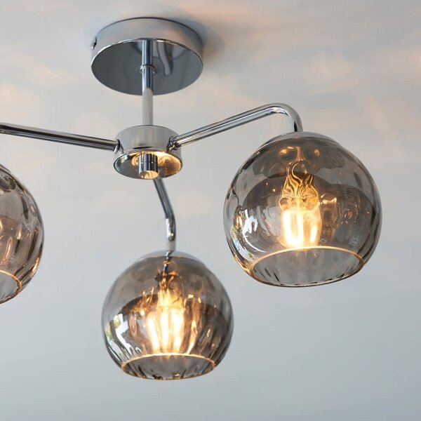 Endon 97971 - Plafoniera DIMPLE 3xE14/25W/230V cromo lucido/grigio fumé