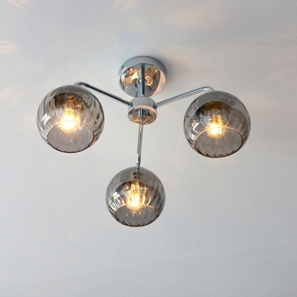 Endon 97971 - Plafoniera DIMPLE 3xE14/25W/230V cromo lucido/grigio fumé