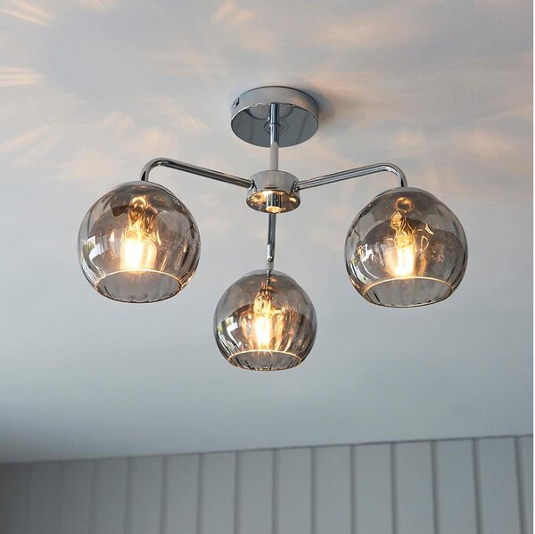 Endon 97971 - Plafoniera DIMPLE 3xE14/25W/230V cromo lucido/grigio fumé