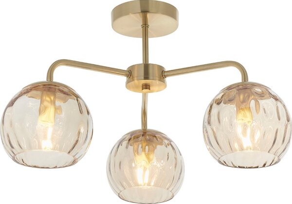 Endon 91968 - Lampadario a plafone DIMPLE 3xE14/25W/230V dorato/beige fumé