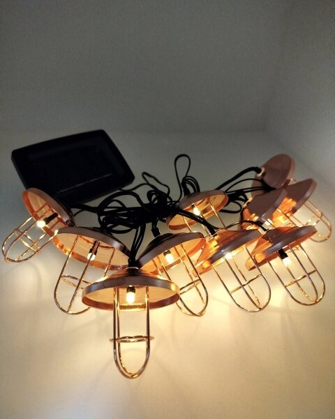 Catena solare a LED 10xLED/1,2V 300 mAh 3,8 m IP44 color rame
