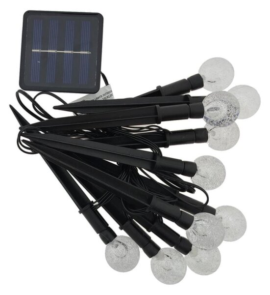 Lampada solare a LED RGB 10xLED/1,2V 300 mAh IP44 nera
