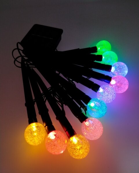 Lampada solare a LED RGB 10xLED/1,2V 300 mAh IP44 nera