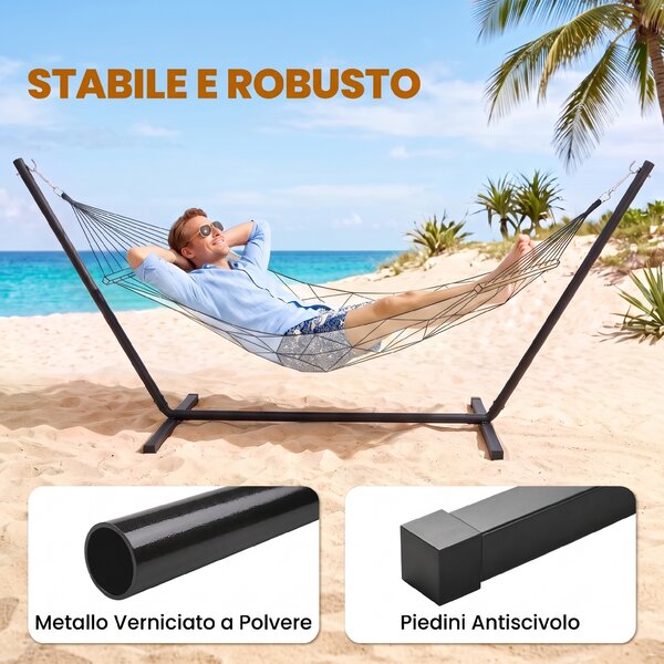 Outsunny Struttura Portante per Amaca Supporto Max. 120 Kg Metallo 360x92x115cm|Aosom