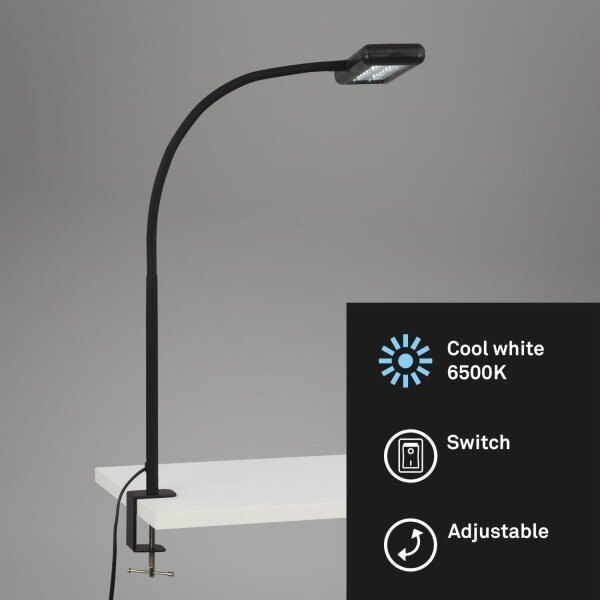 Brilo - LED Flessibile lampada da tavolo con clip TRASNA LED/7,5W/230V nero