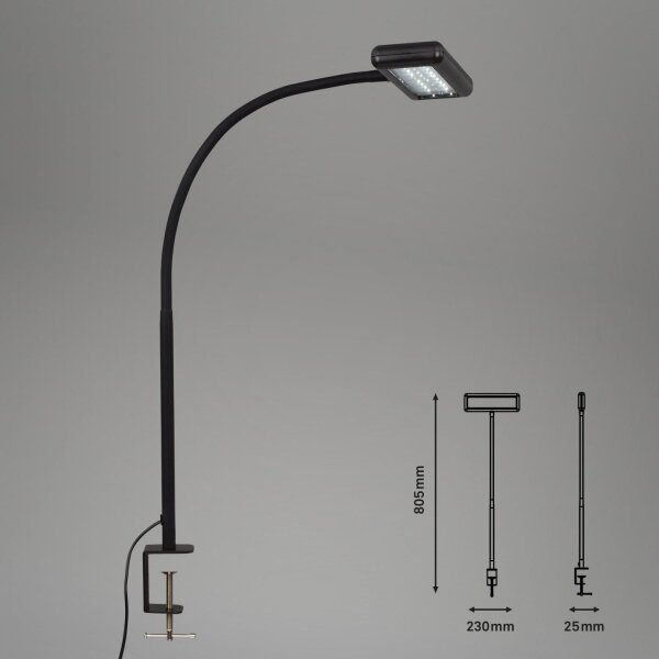 Brilo - LED Flessibile lampada da tavolo con clip TRASNA LED/7,5W/230V nero