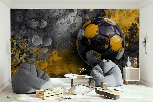 Carta da parati Pallone da calcio su un muro, Carta da parati Calcio, Carta da parati popolare, w08616 - Tapeko.it